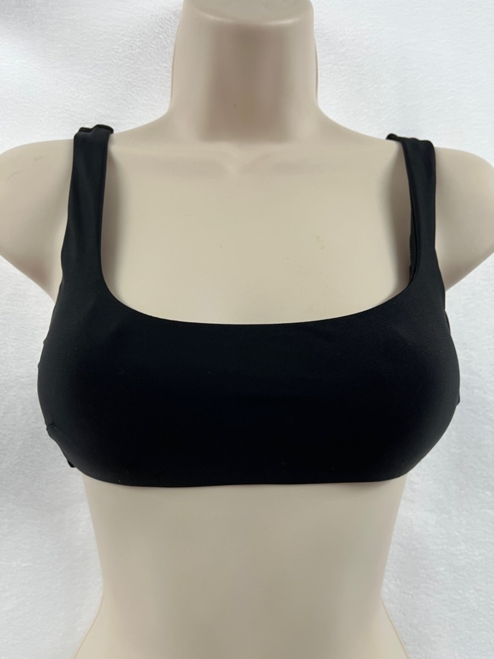 aerie Black Scoop Neck Ribbed Swim Top